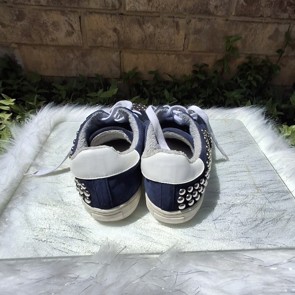 The Shoe Box Studs Side Star Suede Blue Lace-up Sneakers Italy Women Size 37/US7 - Picture 9 of 16